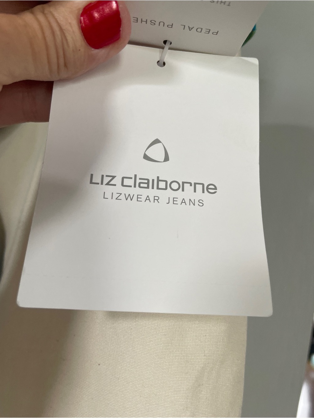 NWT Liz Claiborne Cream Cotton Chinos with Blue Plaid Waist Tie Womens size 12 - Picture 5 of 9